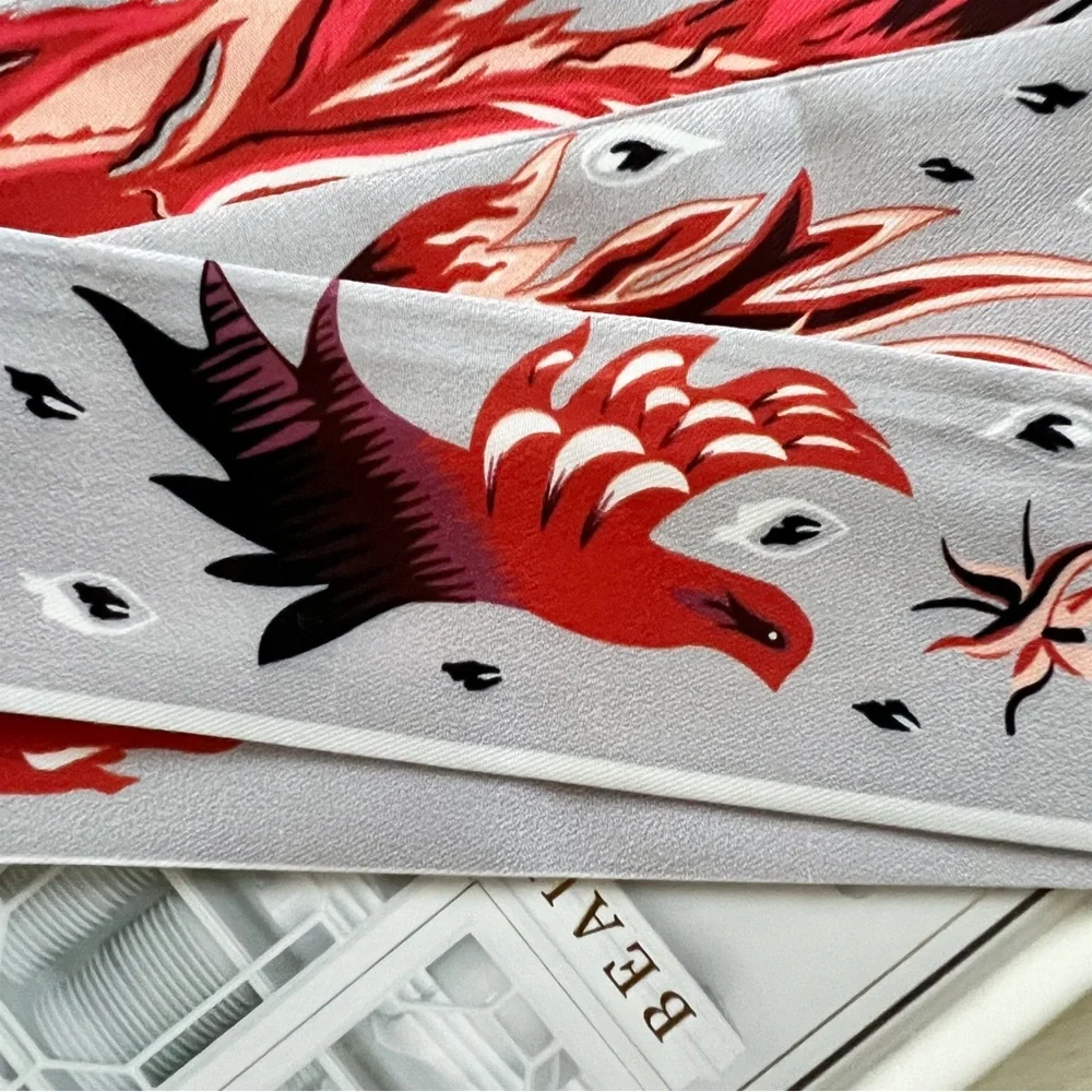 Scarlet Bird Twilly Scarf Bag Handle Satin Wrap
